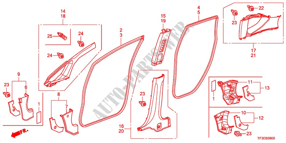 SAEULENZIERSTUECK für Honda JAZZ 1.4EX 5 Türen 5 gang-Schaltgetriebe 2012