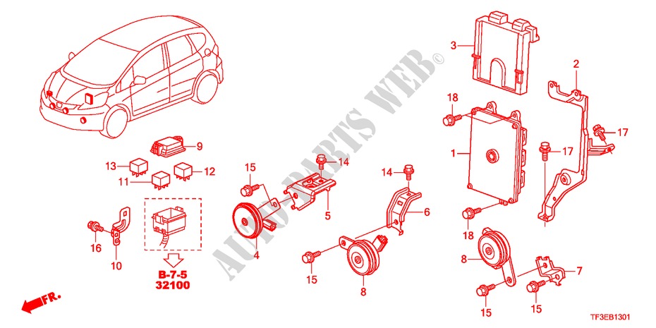 STEUERGERAT(MOTORRAUM)(RH) für Honda JAZZ 1.4ES 5 Türen 5 gang-Schaltgetriebe 2012