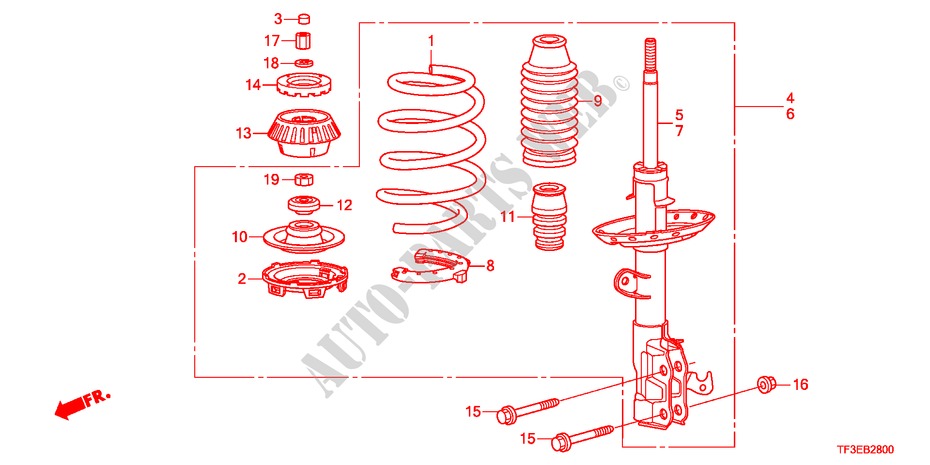 STOSSDAEMPFER, VORNE für Honda JAZZ 1.4ES 5 Türen 5 gang-Schaltgetriebe 2012