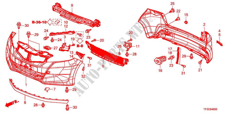 STOSSFAENGER für Honda JAZZ 1.4EX 5 Türen vollautomatische 2012