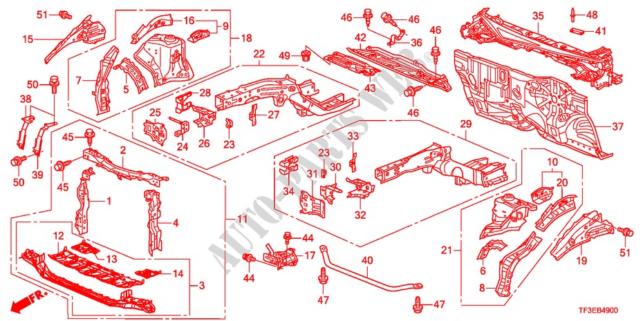 VORDERE TRENNWAND/STIRNWAND für Honda JAZZ 1.4ES 5 Türen 5 gang-Schaltgetriebe 2012