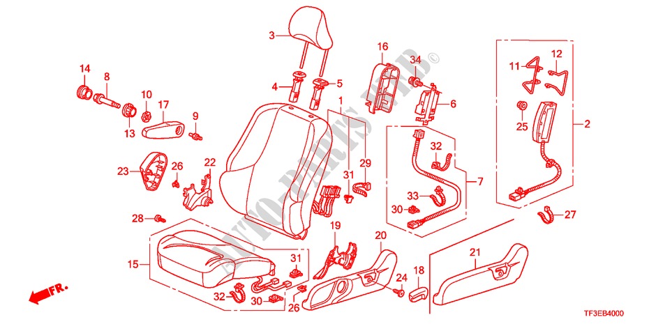 VORDERSITZ(L.) für Honda JAZZ 1.4ES 5 Türen 5 gang-Schaltgetriebe 2012