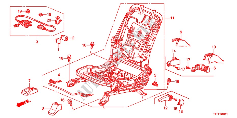 VORNE SITZKOMPONENTEN(L.)(2) für Honda JAZZ 1.4ES 5 Türen 5 gang-Schaltgetriebe 2012
