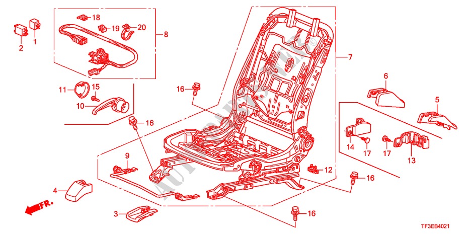 VORNE SITZKOMPONENTEN(R.)(2) für Honda JAZZ 1.2S 5 Türen 5 gang-Schaltgetriebe 2012