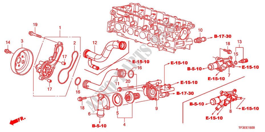 WASSERPUMPE für Honda JAZZ 1.4ES 5 Türen 5 gang-Schaltgetriebe 2012