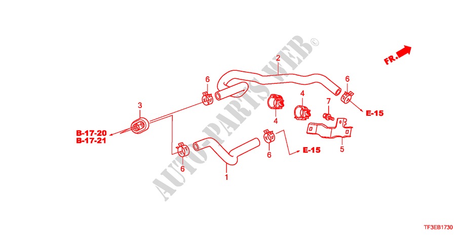 WASSERSCHLAUCH für Honda JAZZ 1.4ES 5 Türen 5 gang-Schaltgetriebe 2012