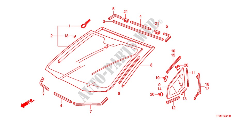 WINDSCHUTZSCHEIBE, VORNE für Honda JAZZ 1.5EX 5 Türen 5 gang-Schaltgetriebe 2012