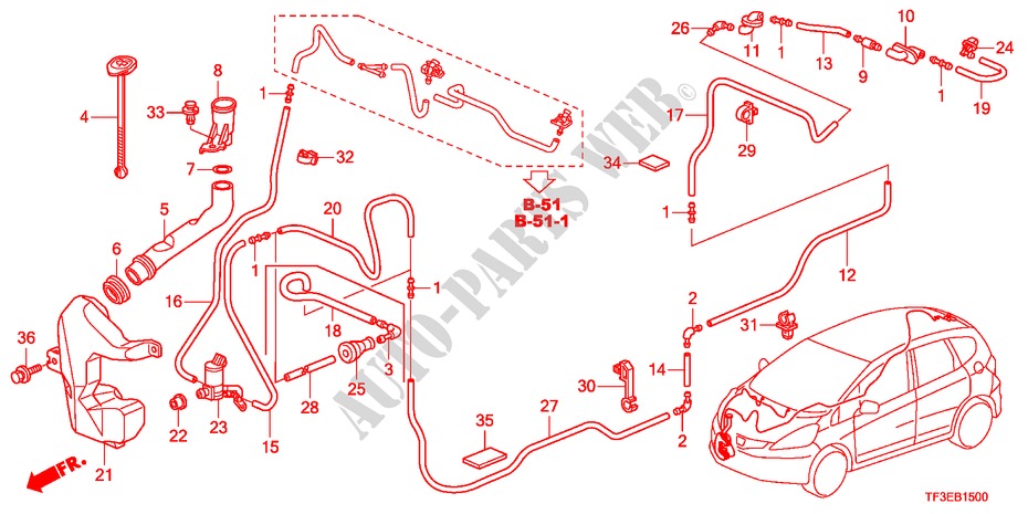 WINDSCHUTZSCHEIBENWASCHER für Honda JAZZ 1.4ES 5 Türen 5 gang-Schaltgetriebe 2012