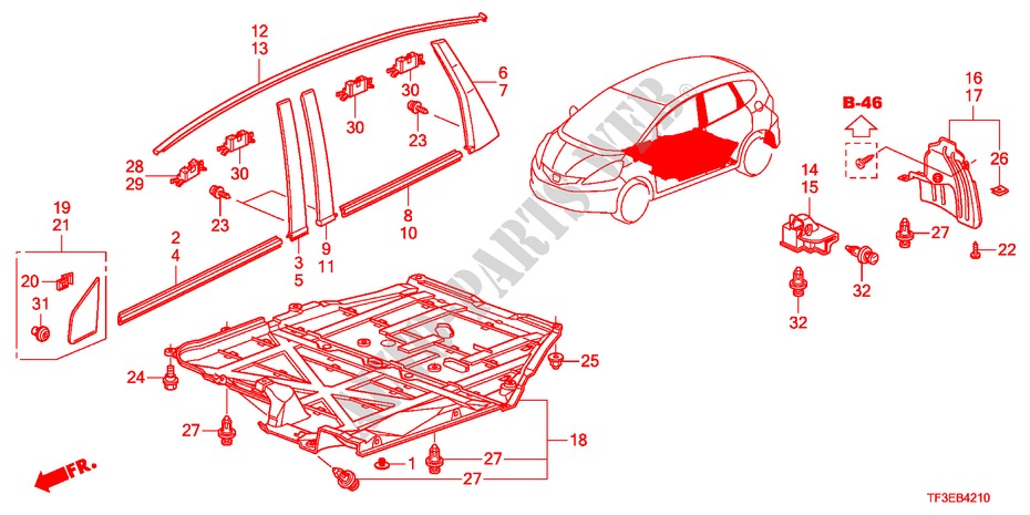ZIERLEISTE/SCHUTZ für Honda JAZZ 1.4EX 5 Türen vollautomatische 2012