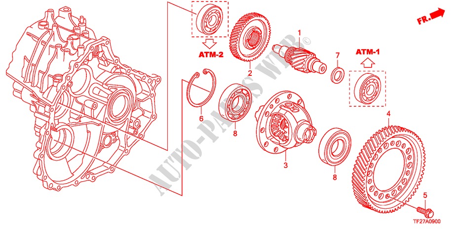 DIFFERENTIAL für Honda JAZZ HYBRID IMA-H 5 Türen vollautomatische 2012