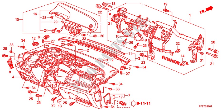 INSTRUMENTENBRETT(LH) für Honda JAZZ HYBRID IMA-H 5 Türen vollautomatische 2012