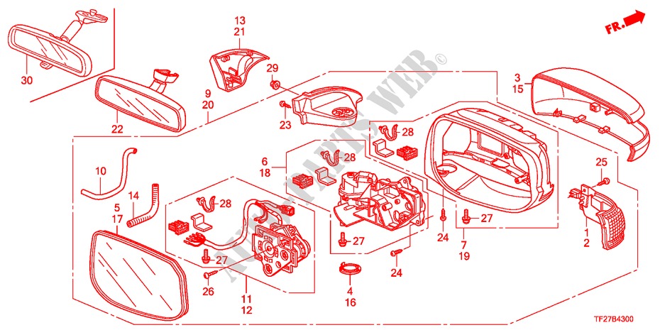 SPIEGEL(AUTOMATISCH DREHUNG) für Honda JAZZ HYBRID IMA-H 5 Türen vollautomatische 2012