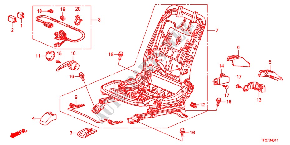 VORNE SITZKOMPONENTEN(R.)(2) für Honda JAZZ HYBRID IMA-H 5 Türen vollautomatische 2012