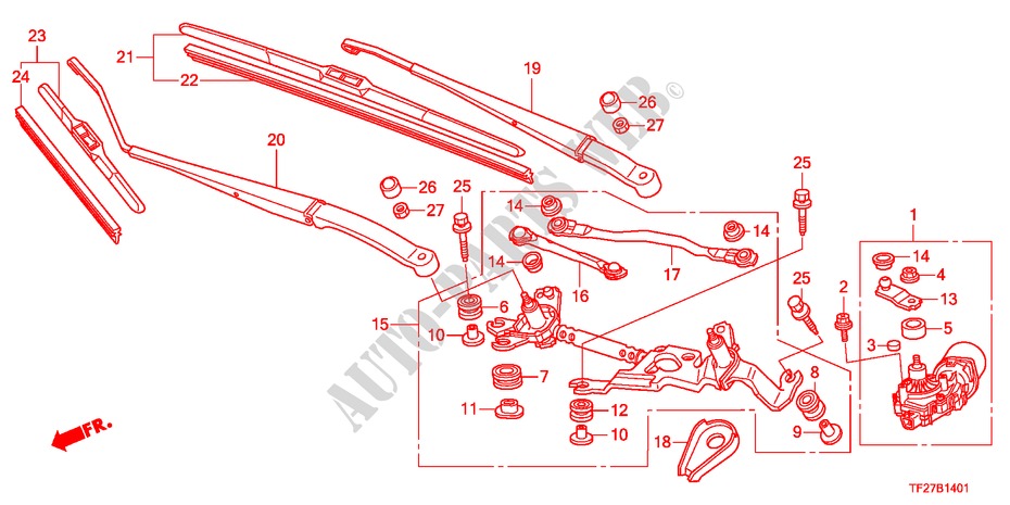 WINDSCHUTZSCHEIBENWISCHER(LH) für Honda JAZZ HYBRID IMA-H 5 Türen vollautomatische 2012