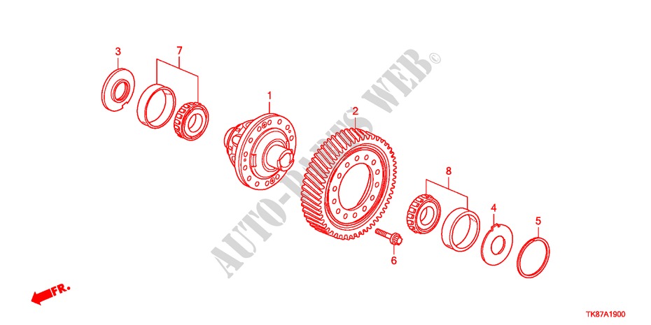 DIFFERENTIAL(6AT) für Honda ODYSSEY TOURING 5 Türen 6 gang automatikgetriebe 2011