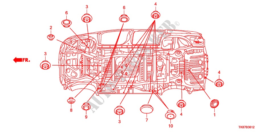 GUMMITUELLE(UNTEN) für Honda ODYSSEY TOURING 5 Türen 6 gang automatikgetriebe 2011