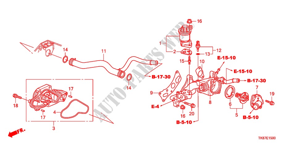 WASSERPUMPE für Honda ODYSSEY TOURING 5 Türen 6 gang automatikgetriebe 2011