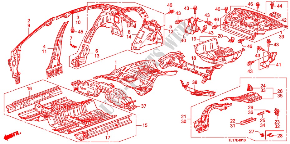 BODEN/INNENBLECHE für Honda ACCORD 2.0 ES-GT 4 Türen 5 gang automatikgetriebe 2009