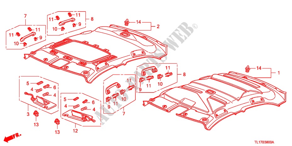 DACHVERKLEIDUNG für Honda ACCORD 2.4 TYPE S 4 Türen 6 gang-Schaltgetriebe 2009