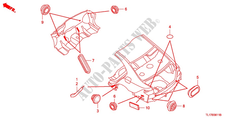 GUMMITUELLE(HINTEN) für Honda ACCORD 2.4 TYPE S 4 Türen 6 gang-Schaltgetriebe 2009