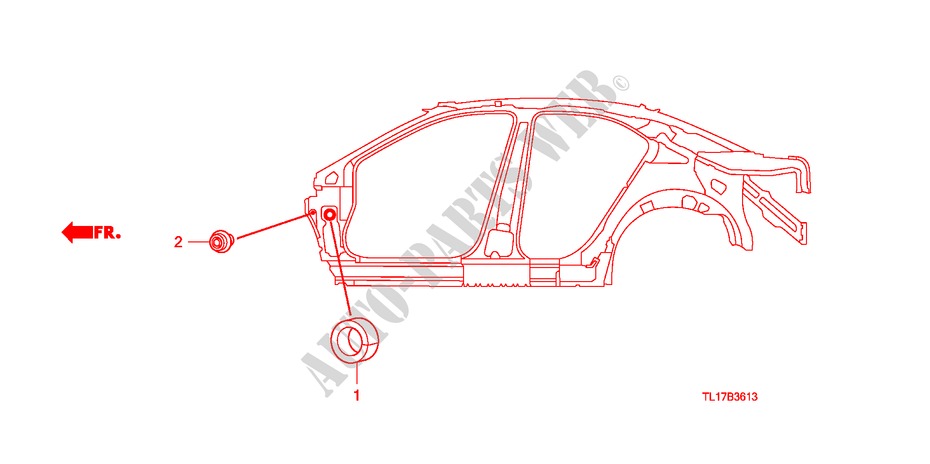 GUMMITUELLE(SEITEN) für Honda ACCORD 2.4 TYPE S 4 Türen 6 gang-Schaltgetriebe 2009