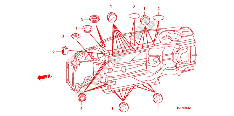 GUMMITUELLE(UNTEN) für Honda ACCORD 2.4 TYPE S 4 Türen 6 gang-Schaltgetriebe 2009