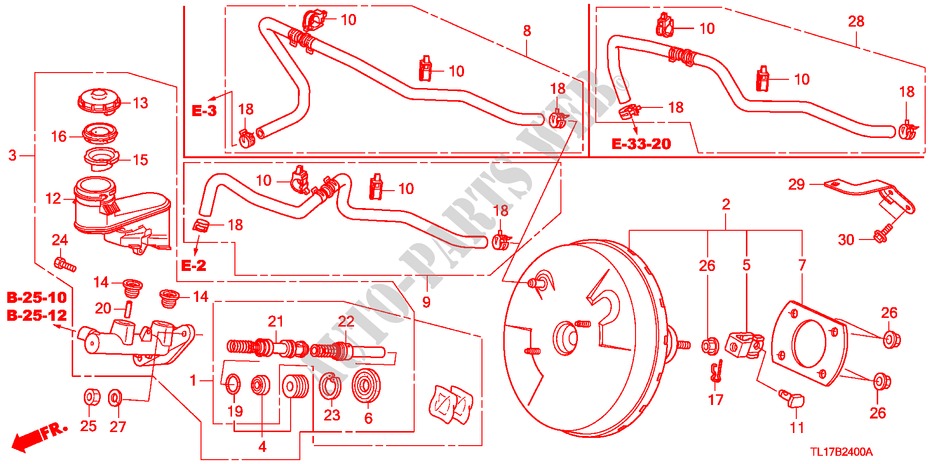 HAUPTBREMSZYLINDER/ MASTER POWER(LH) für Honda ACCORD 2.4 TYPE S 4 Türen 5 gang automatikgetriebe 2009