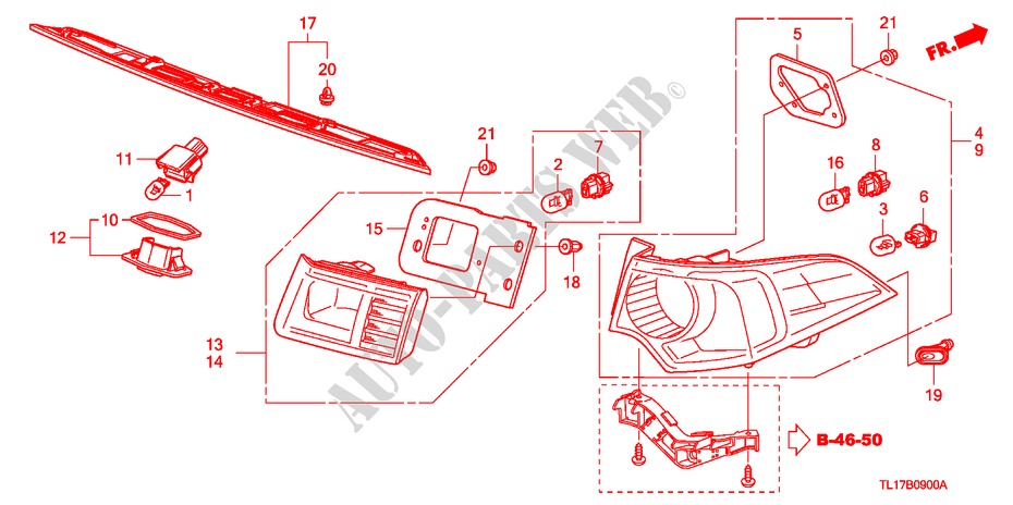 HECKLEUCHTE/KENNZEICHENBELEUCHTUNG für Honda ACCORD 2.4 TYPE S 4 Türen 6 gang-Schaltgetriebe 2009