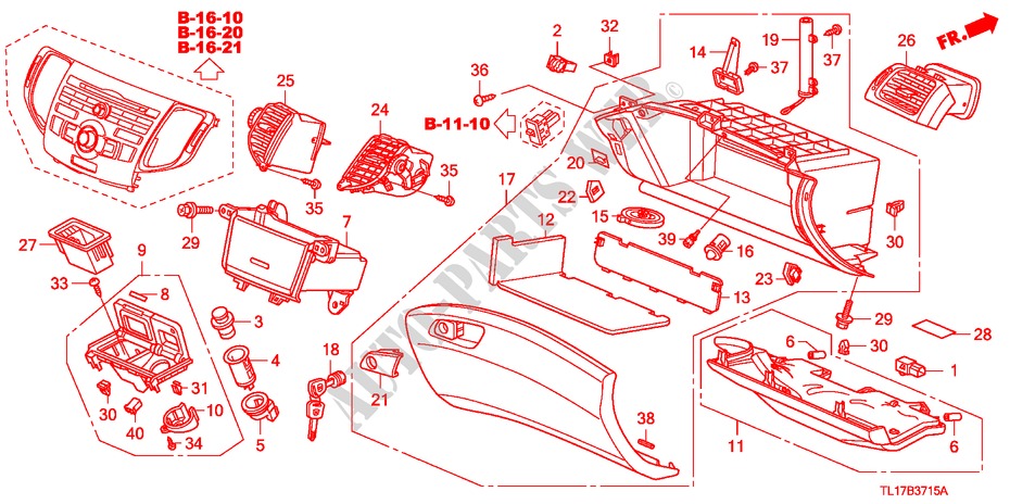 INSTRUMENTENBRETT(BEIFAHRERSEITE) (LH) für Honda ACCORD 2.0 EXECUTIVE 4 Türen 5 gang automatikgetriebe 2009