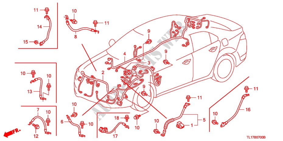 KABELBAUM(1) (LH) für Honda ACCORD 2.4 TYPE S 4 Türen 6 gang-Schaltgetriebe 2009