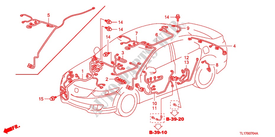 KABELBAUM(3) (LH) für Honda ACCORD 2.0 COMFORT 4 Türen 6 gang-Schaltgetriebe 2009