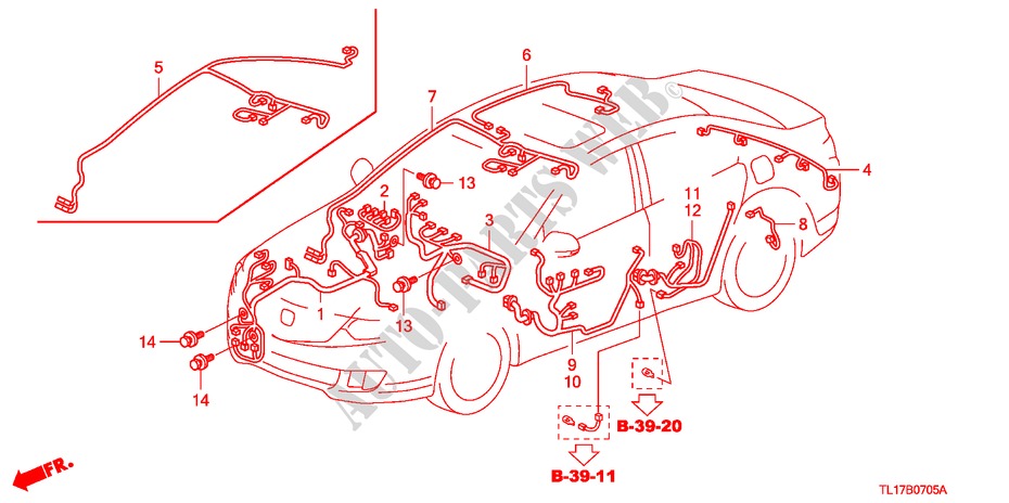 KABELBAUM(3) (RH) für Honda ACCORD 2.0 ES 4 Türen 6 gang-Schaltgetriebe 2009