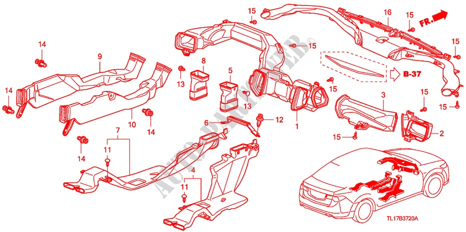KANAL(LH) für Honda ACCORD 2.4 TYPE S 4 Türen 6 gang-Schaltgetriebe 2009