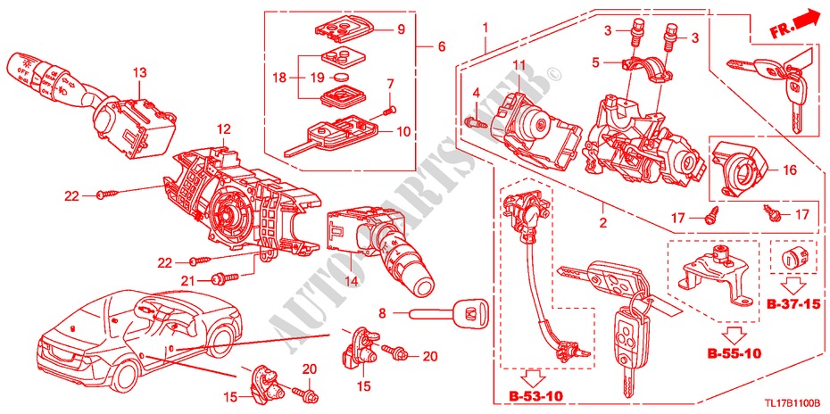 KOMBISCHALTER(LH) für Honda ACCORD 2.4 EXECUTIVE 4 Türen 5 gang automatikgetriebe 2009