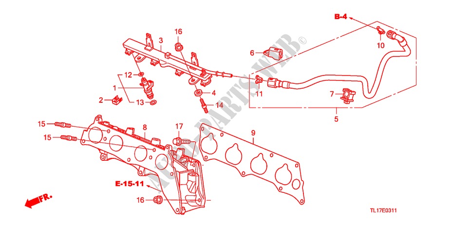 KRAFTSTOFFEINSPRITZUNG(2.4L) für Honda ACCORD 2.4 TYPE S 4 Türen 6 gang-Schaltgetriebe 2009