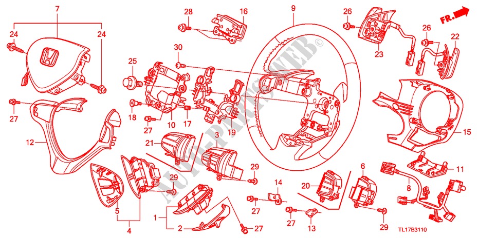 LENKRAD(SRS) für Honda ACCORD 2.4 TYPE S 4 Türen 6 gang-Schaltgetriebe 2009