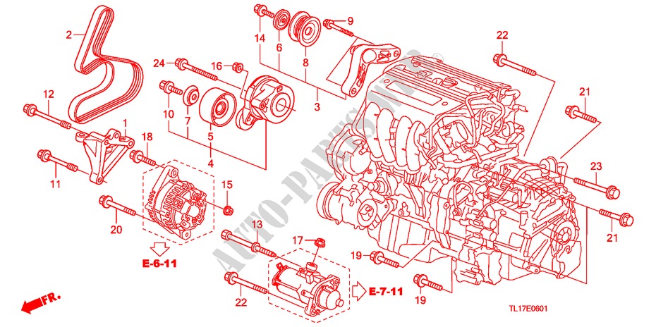 MOTORHALTERUNG (2.4L) für Honda ACCORD 2.4 TYPE S 4 Türen 6 gang-Schaltgetriebe 2009