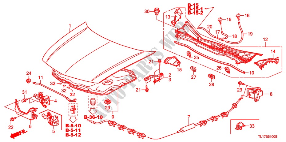 MOTORHAUBE(LH) für Honda ACCORD 2.4 EXECUTIVE 4 Türen 5 gang automatikgetriebe 2009