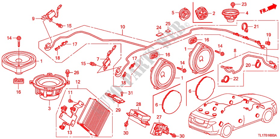 RADIOANTENNE/LAUTSPRECHER (LH) für Honda ACCORD 2.0 EXECUTIVE 4 Türen 5 gang automatikgetriebe 2009