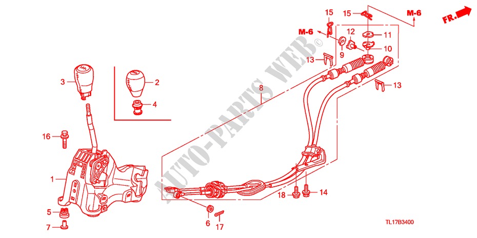 SCHALTHEBEL für Honda ACCORD 2.4 TYPE S 4 Türen 6 gang-Schaltgetriebe 2009