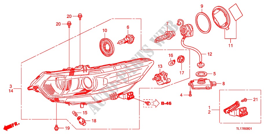 SCHEINWERFER(HID) für Honda ACCORD 2.4 TYPE S 4 Türen 6 gang-Schaltgetriebe 2009