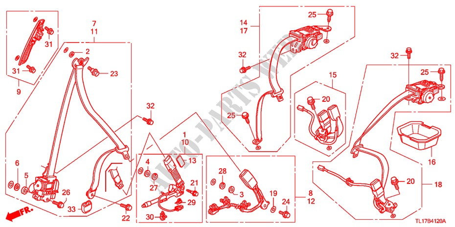 SITZGURTE für Honda ACCORD 2.0 EX 4 Türen 6 gang-Schaltgetriebe 2009