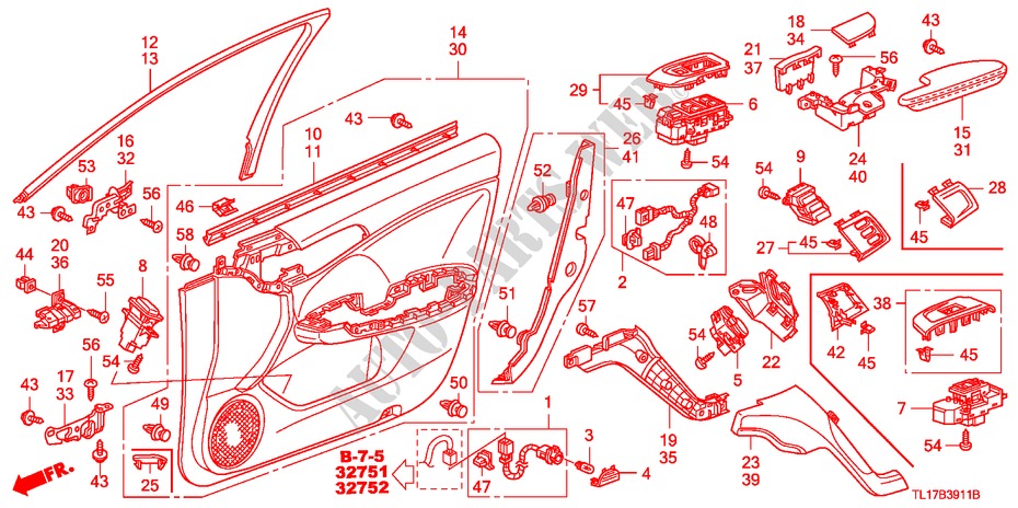 TUERVERKLEIDUNG, VORNE(RH) für Honda ACCORD 2.0 EX 4 Türen 6 gang-Schaltgetriebe 2009