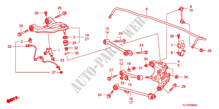 UNTERER ARM, HINTEN für Honda ACCORD 2.4 TYPE S 4 Türen 6 gang-Schaltgetriebe 2009