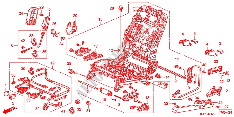 VORNE SITZKOMPONENTEN (L.)(VOLLE LEISTUNG, SITZ) (1) für Honda ACCORD 2.2 EX 4 Türen 6 gang-Schaltgetriebe 2009