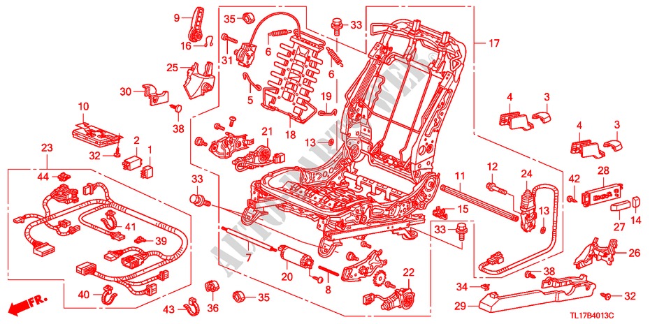 VORNE SITZKOMPONENTEN (L.)(VOLLE LEISTUNG, SITZ) (2) für Honda ACCORD 2.0 EXECUTIVE 4 Türen 5 gang automatikgetriebe 2009