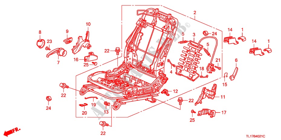 VORNE SITZKOMPONENTEN (R.)(MANUELLE HOEHE) für Honda ACCORD 2.0 ES-GT 4 Türen 5 gang automatikgetriebe 2009