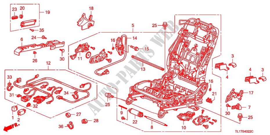 VORNE SITZKOMPONENTEN (R.)(VOLLE LEISTUNG, SITZ) (1) für Honda ACCORD 2.0 EXECUTIVE 4 Türen 5 gang automatikgetriebe 2009