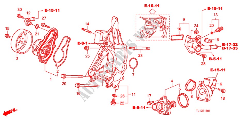 WASSERPUMPE(2.4L) für Honda ACCORD 2.4 TYPE S 4 Türen 6 gang-Schaltgetriebe 2009