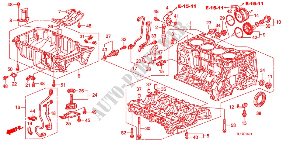 ZYLINDERBLOCK/OELWANNE (2.4L) für Honda ACCORD 2.4 TYPE S 4 Türen 6 gang-Schaltgetriebe 2009